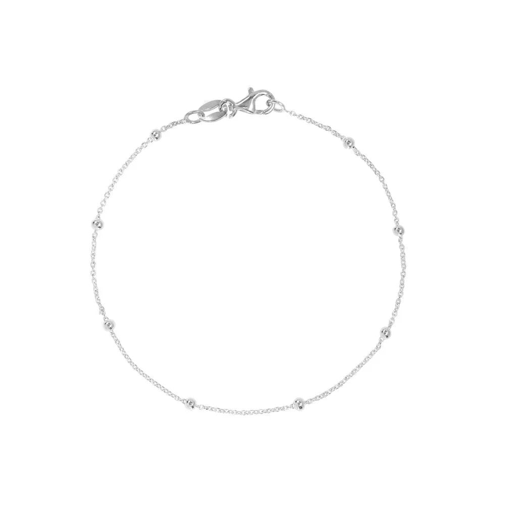 Rhodium Plated Beaded Chain Bracelet