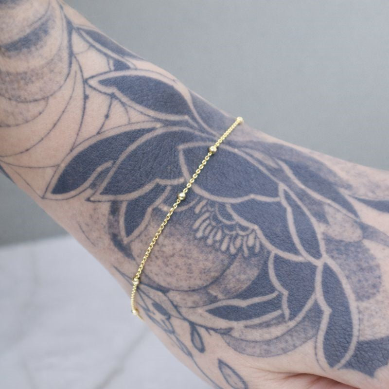 14k Gold Plated Beaded Chain Bracelet