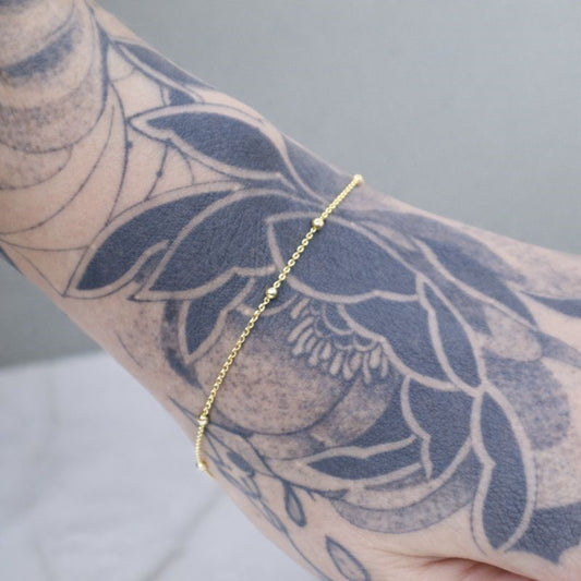 14k Gold Plated Beaded Chain Bracelet