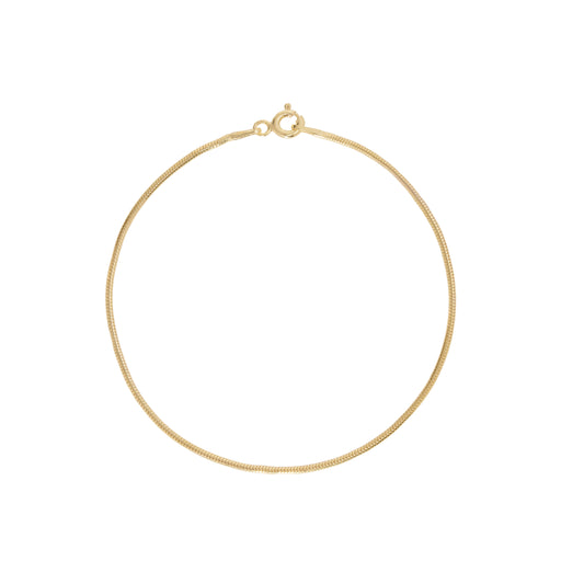 14K Gold Plated Round Snake 8" Bracelet