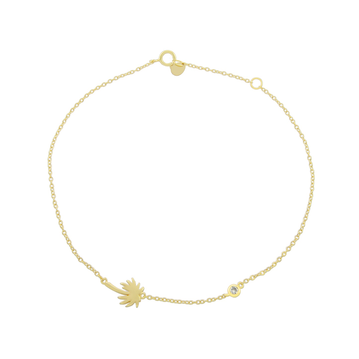 14K Gold Plated CZ Palm Tree Anklet