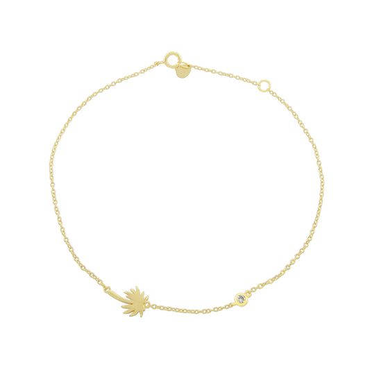 14K Gold Plated CZ Palm Tree Anklet
