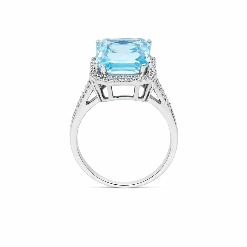 Sterling Silver Blue Topaz & Diamond Accent Ring