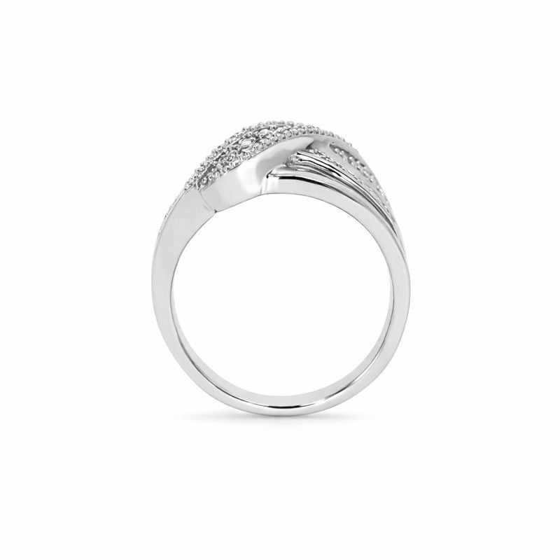 Sterling Silver Diamond-Cut & Diamond Accented Ring