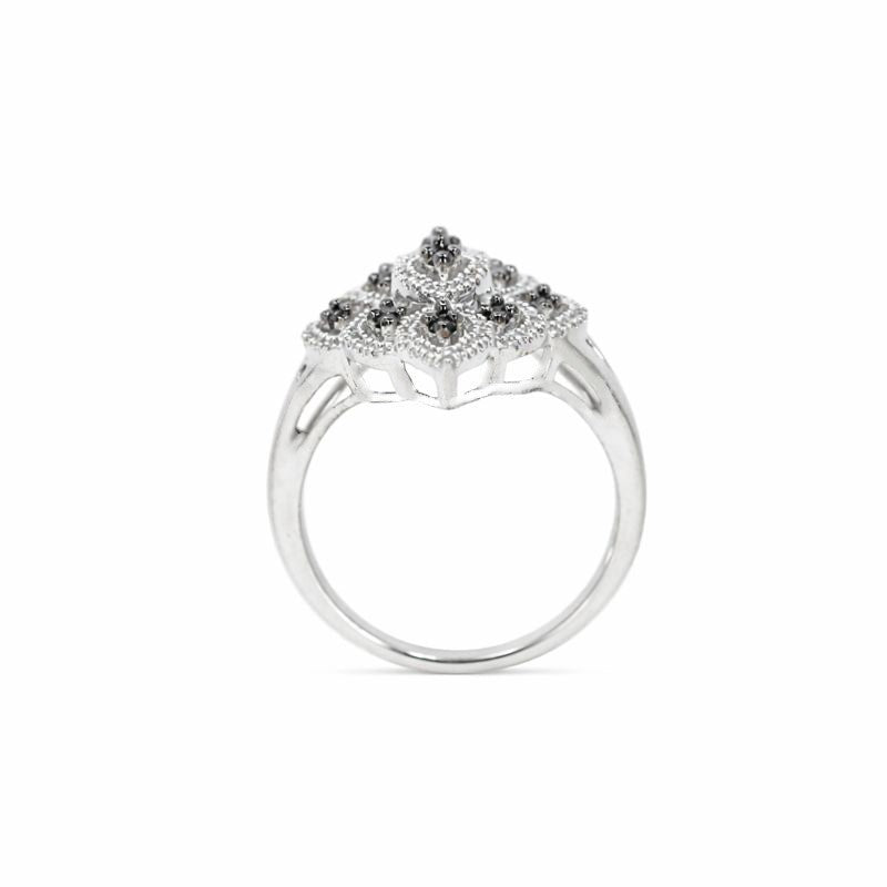 Sterling Silver Black & White Diamond Ring