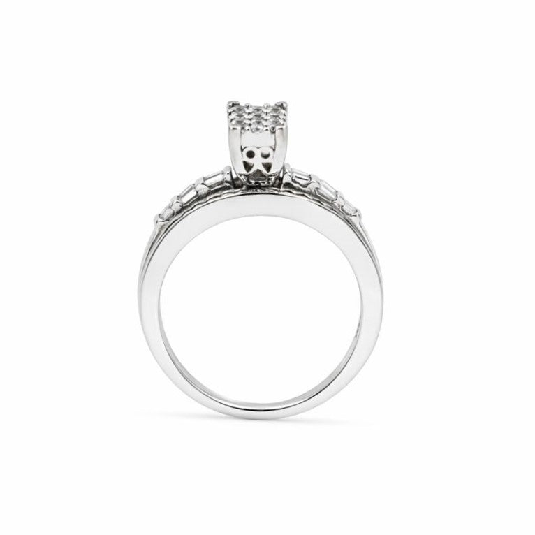 Sterling Silver Plated Prong-Set CZ Ring