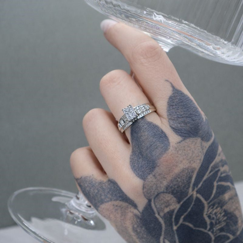 Sterling Silver Plated Prong-Set CZ Ring