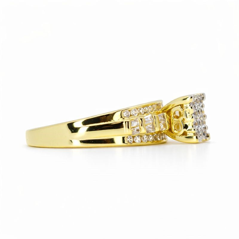 14K Gold Plated Prong-Set CZ Ring