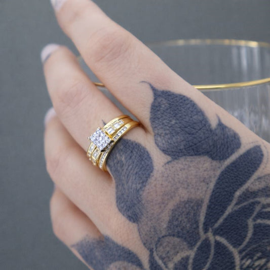 14K Gold Plated Prong-Set CZ Ring