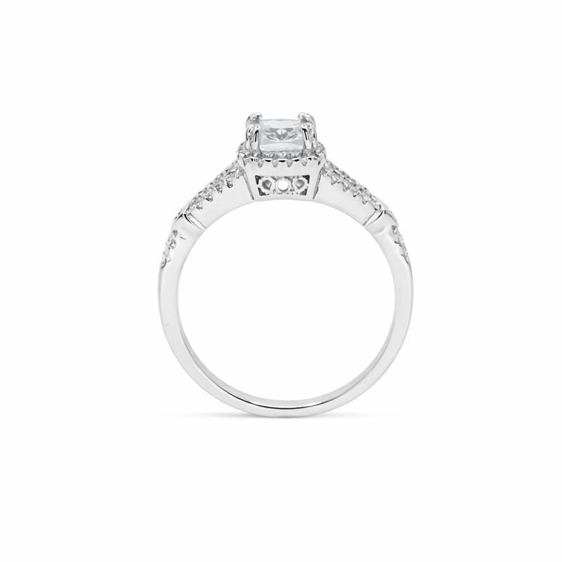 Sterling Silver CZ Halo Ring