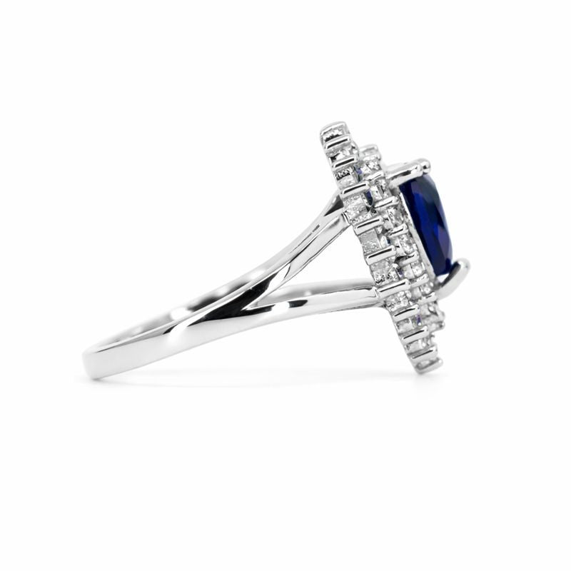 Sterling Silver White & Blue CZ Heart Ring