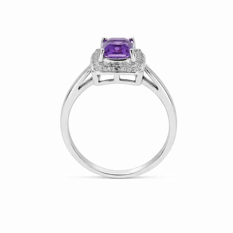 Sterling Silver Amethyst & Diamond Accent Ring
