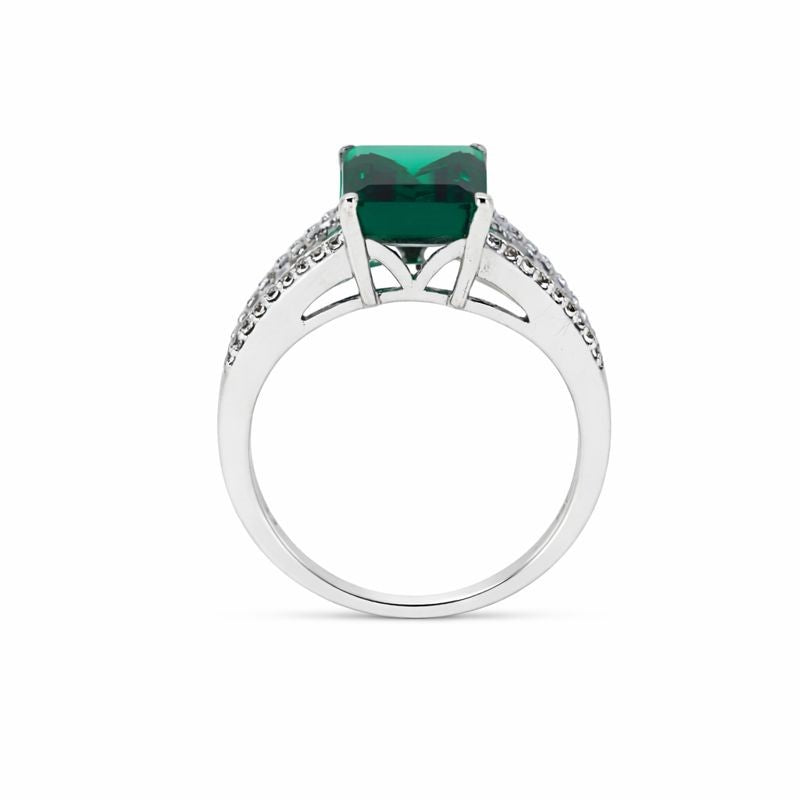 Sterling Silver Emerald & White Topaz Ring