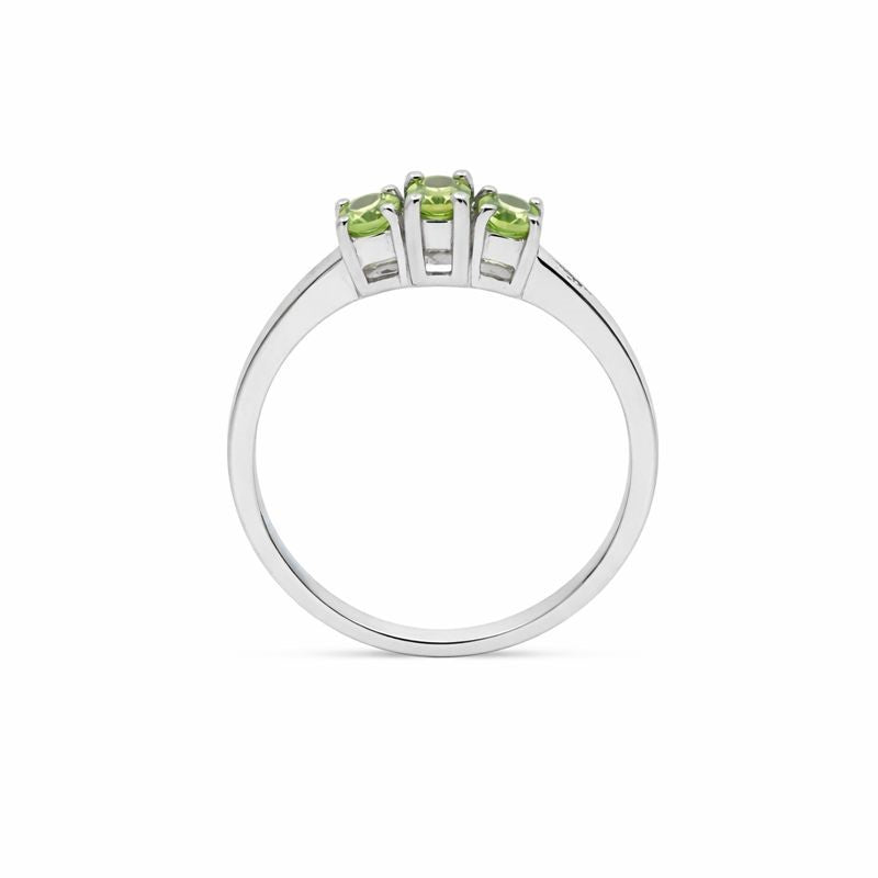 Sterling Silver Three Peridot & Diamond Accent Ring