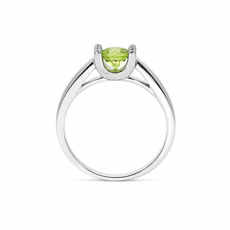 Sterling Silver Peridot & Diamond Accented Ring