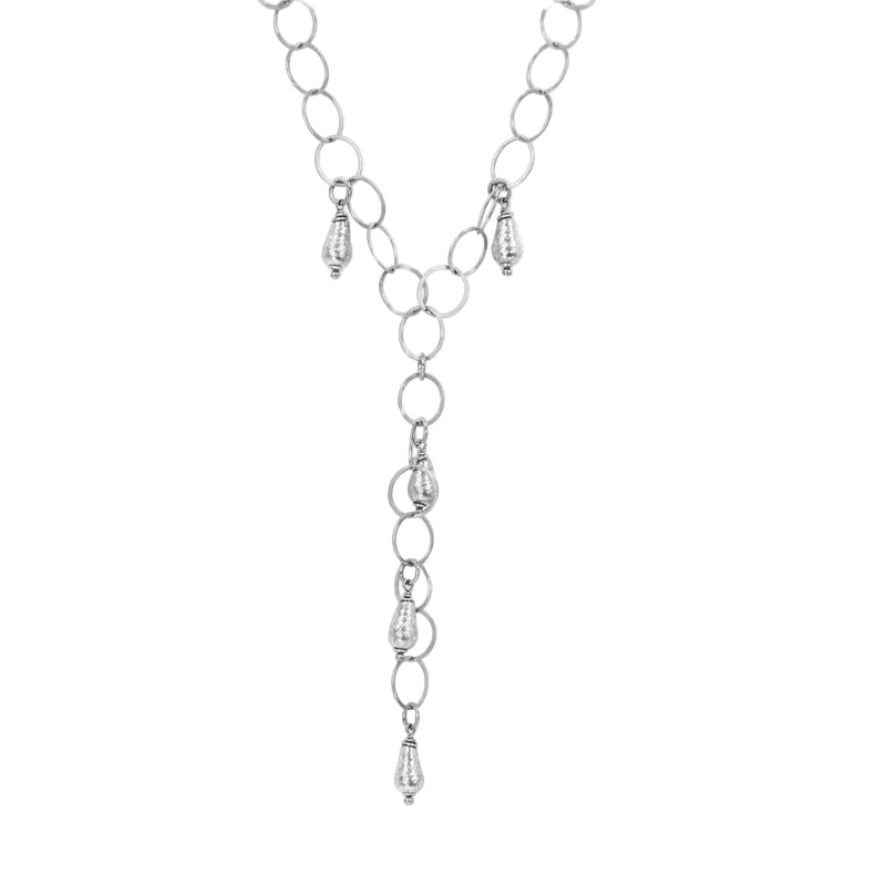Sterling Silver Pear Charm Large Cable Link 18" Y Necklaced