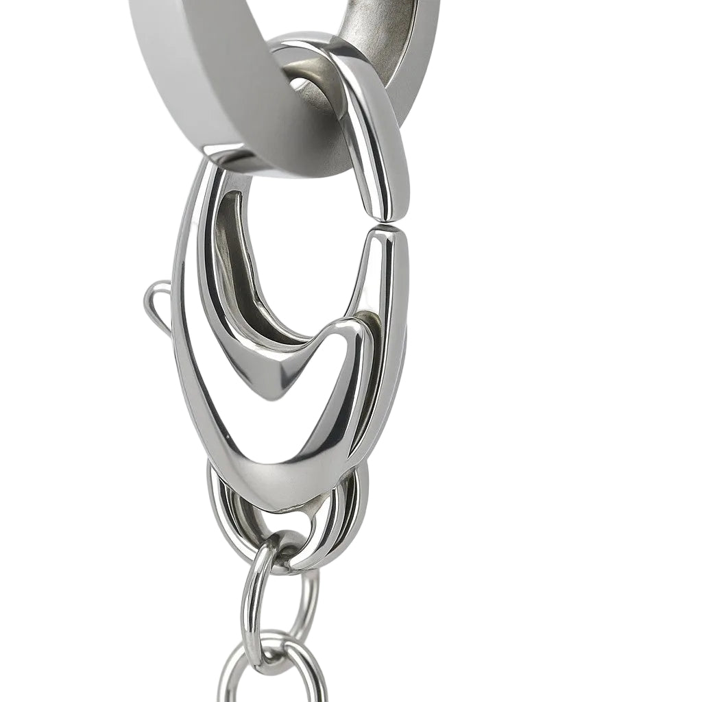Stainless Steel Open Heart Pink CZ Rolo Necklace