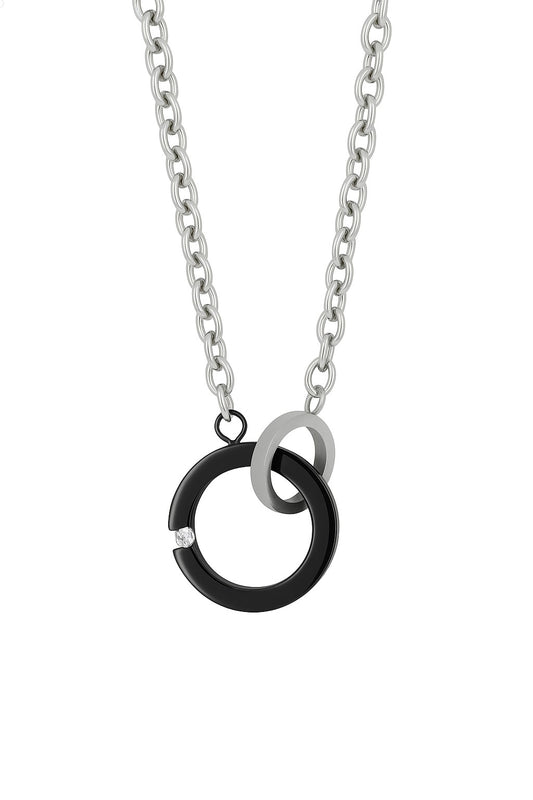 Stainless Steel CZ Circle Rolo Link 22" Chain
