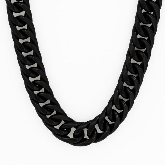 Black Rhodium Plated 12.5mm Double Curb Link 18" Chain