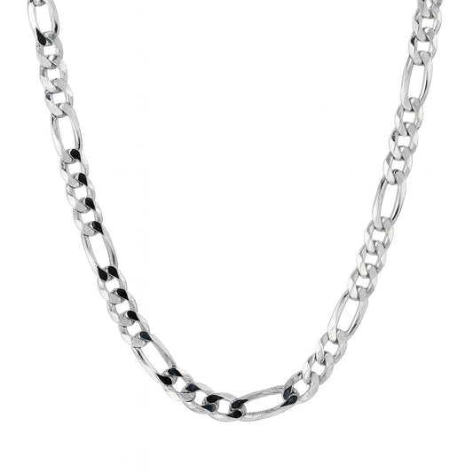 Rhodium Plated 120 Gauge Figaro Link 24" Chain