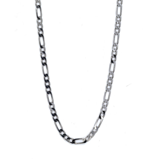 Rhodium Plated 080 Gauge Figaro Link 24" Chain