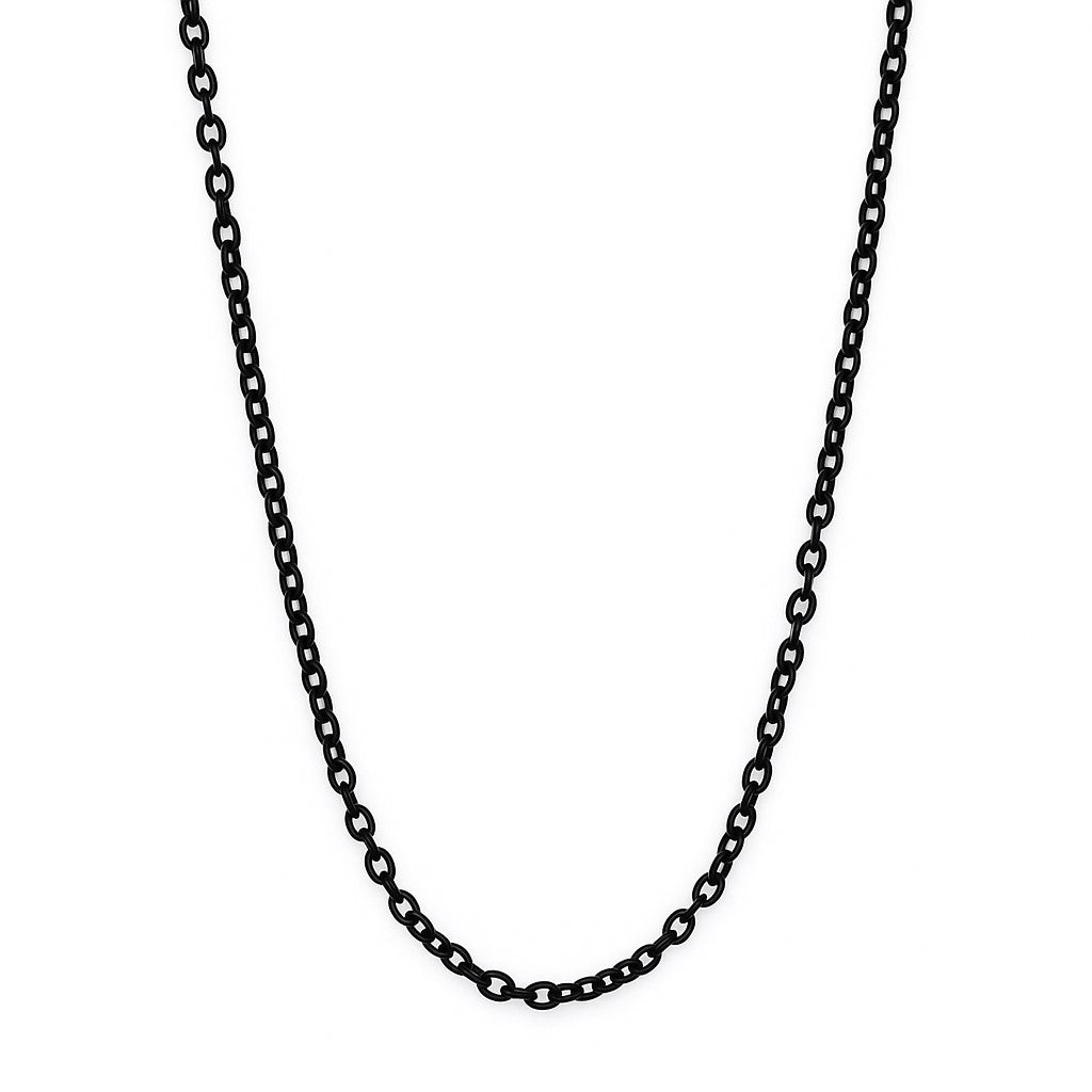 Black Rhodium Plated 3mm Cable Link 30" Chain