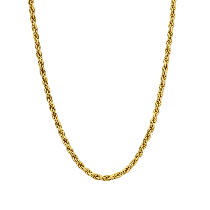 14K Yellow Gold Plated 2.5mm Diamond-Cut Rope Link 16"Chain