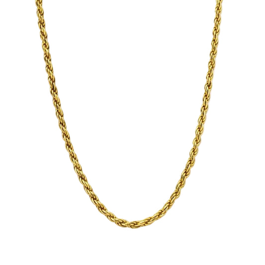 14K Yellow Gold Plated 2.5mm Diamond-Cut Rope Link 16"Chain