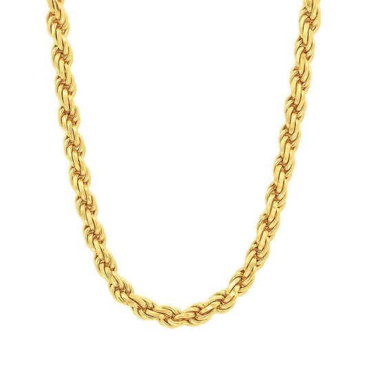 Gold Plated 4mm Rope Link 22" Chain