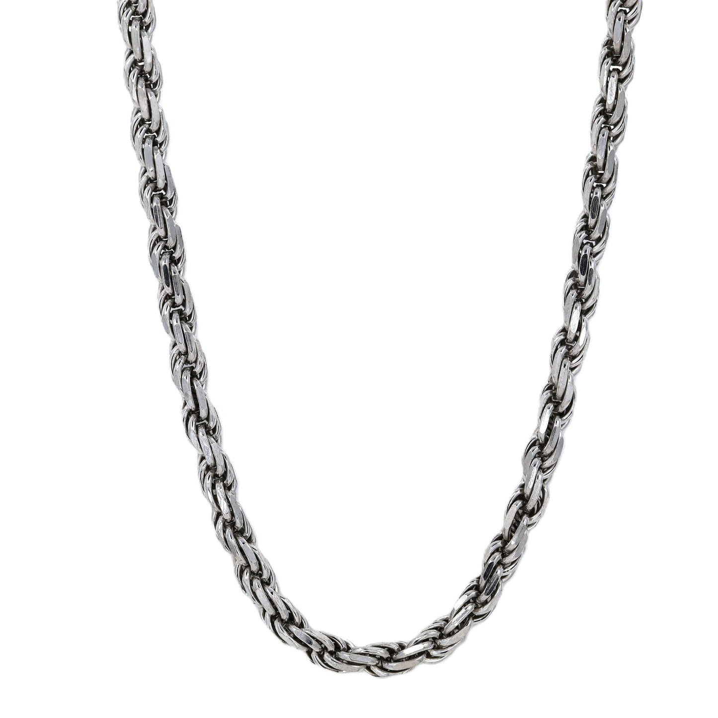Rhodium Plated 3.5mm Diamond-Cut Rope Chain