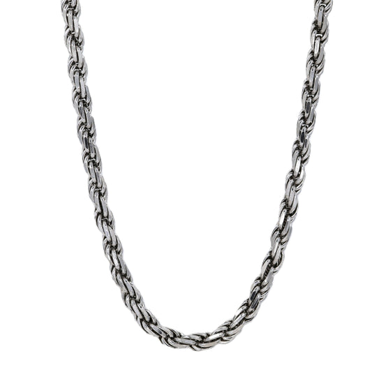 Rhodium Plated 3.5mm Diamond-Cut Rope Chain