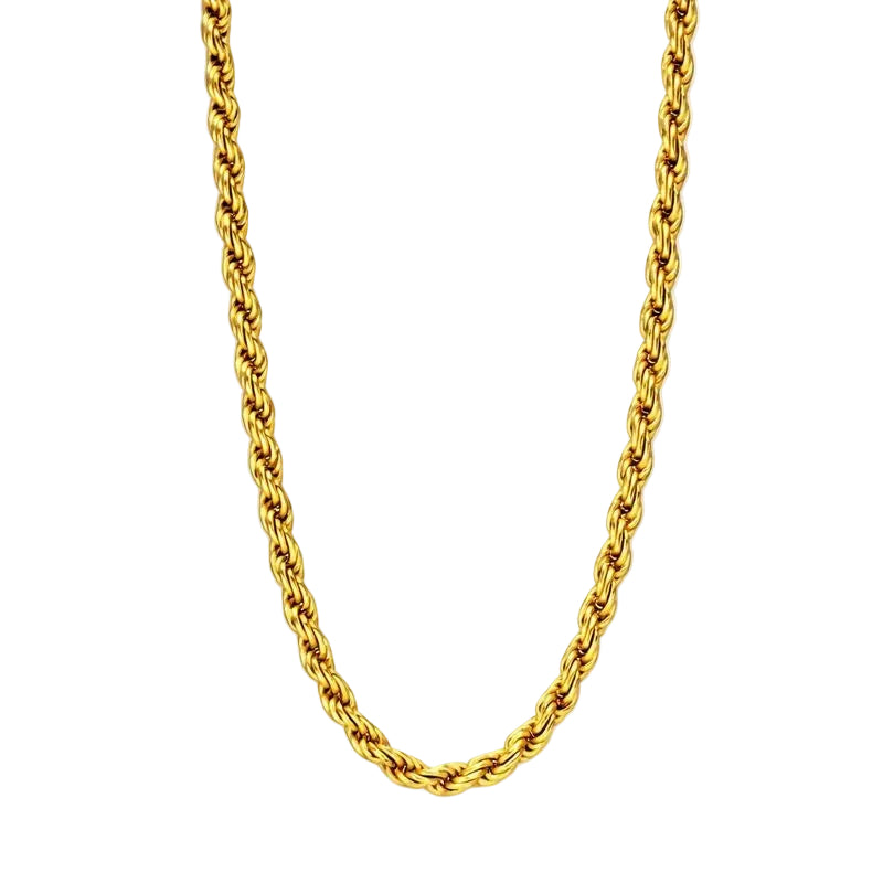 14K Yellow Gold Plated 2.9mm Diamond-Cut Rope Link 16" Chain