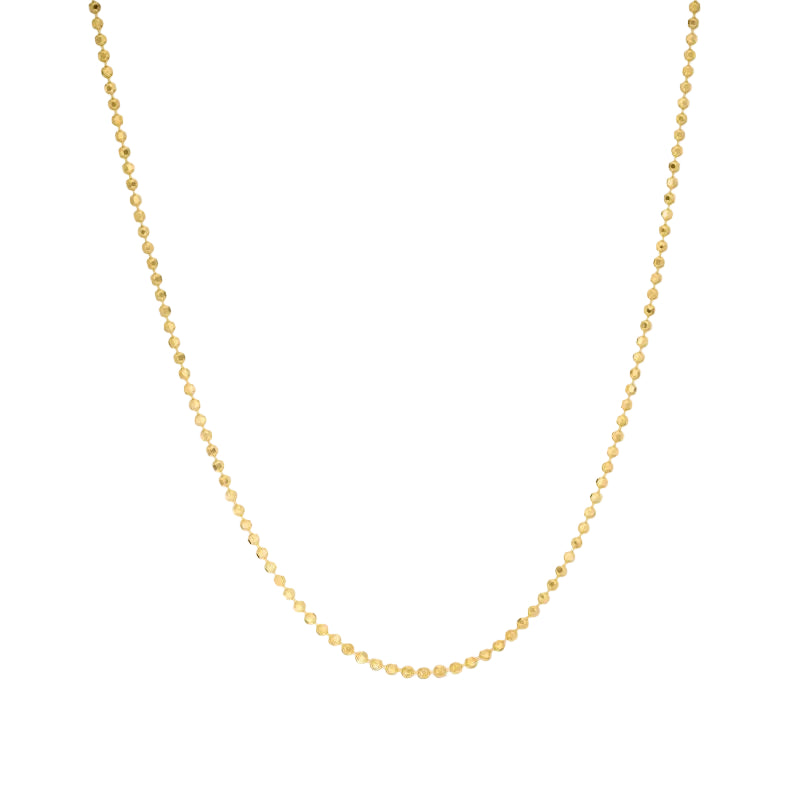 14K Gold Plated 2mm Diamond-Cut Bead Link Chain