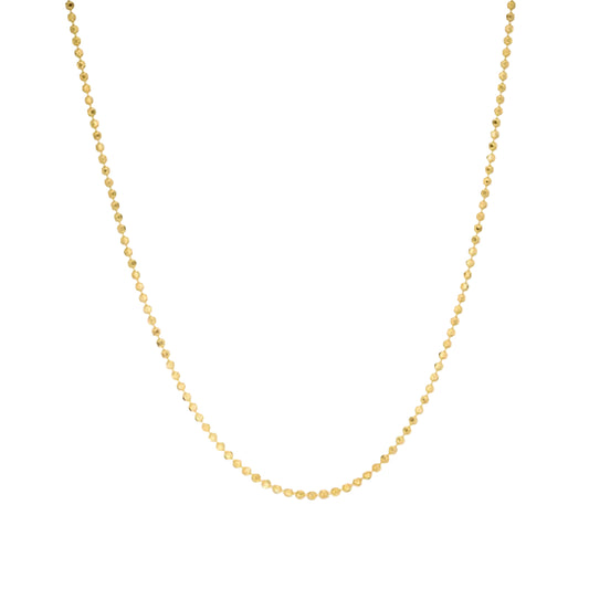 14K Gold Plated 2mm Diamond-Cut Bead Link Chain