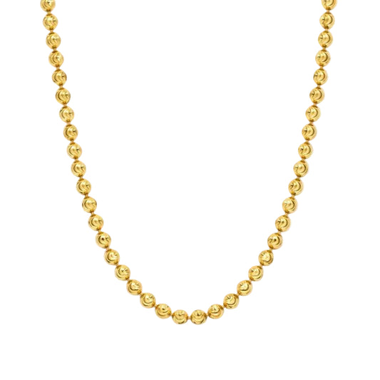 14K Gold Plated 2mm Diamond-Cut Moon Bead Link Chain