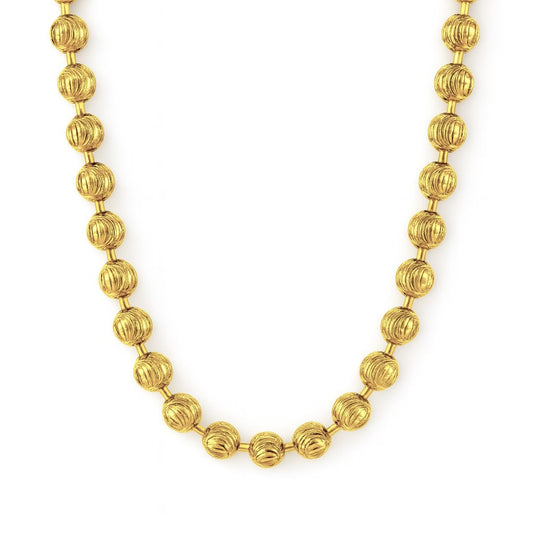 14K Gold Plated 5mm Diamond-Cut Moon Bead Link 32" Chain