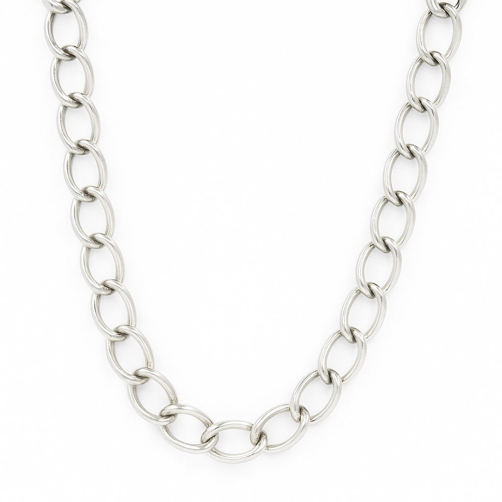 Rhodium Plated 6.75mm Wire Curb Link 20" Chain