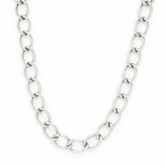Rhodium Plated 6.75mm Wire Curb Link 20" Chain