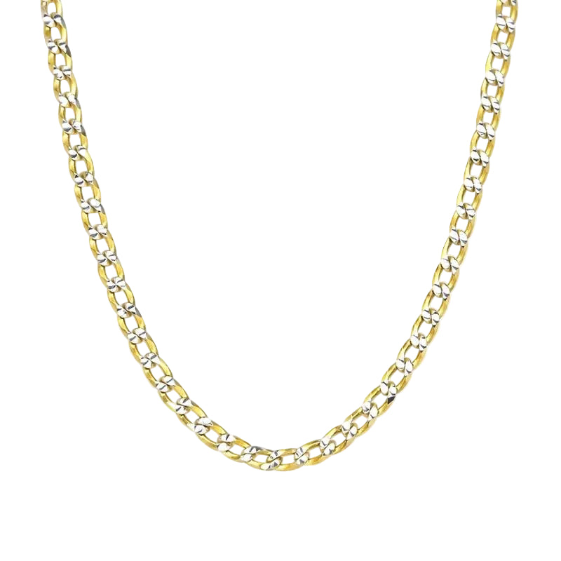 14K Gold Plated Two-Tone 80 Gauge Curb Link 22" Chain