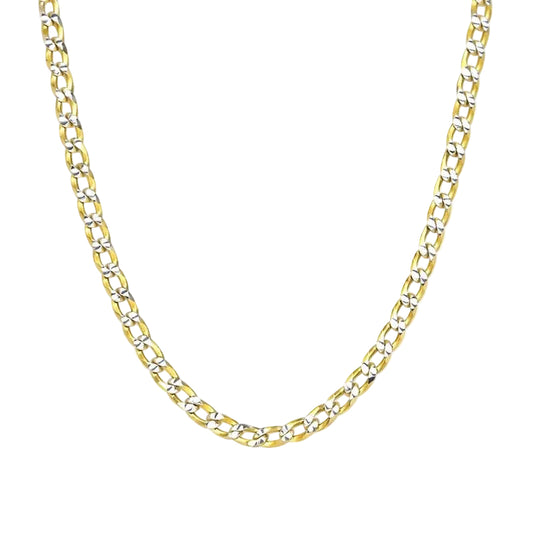 14K Gold Plated Two-Tone 80 Gauge Curb Link 22" Chain