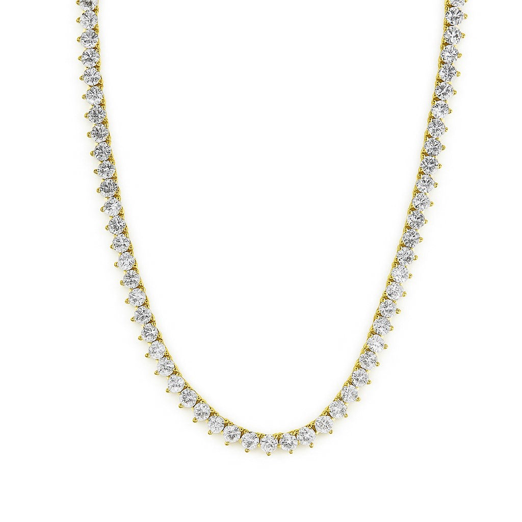 14K Gold Plated 3-Prong CZ Necklace