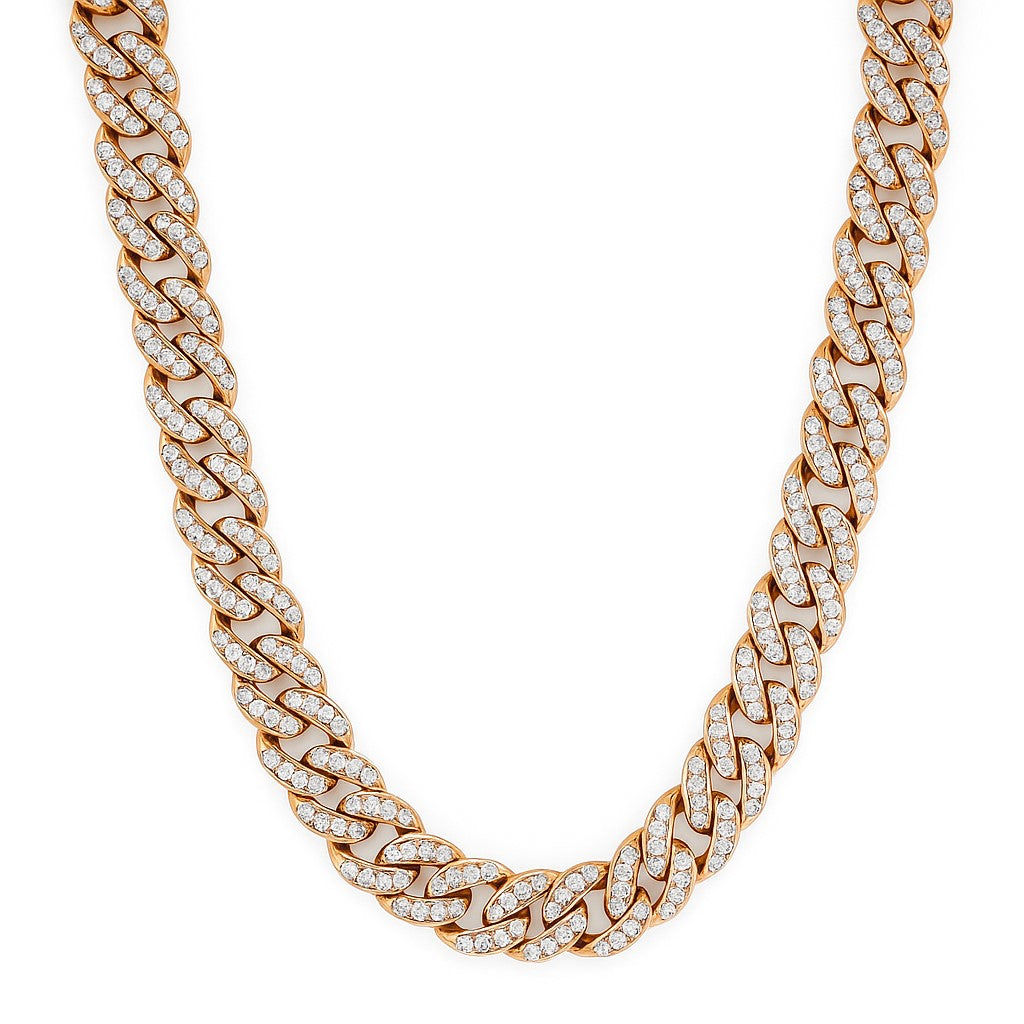 Rose Gold 9mm CZ Cuban Link 24" Chain