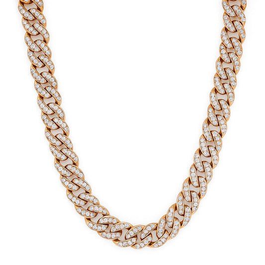 Rose Gold 9mm CZ Cuban Link 24" Chain