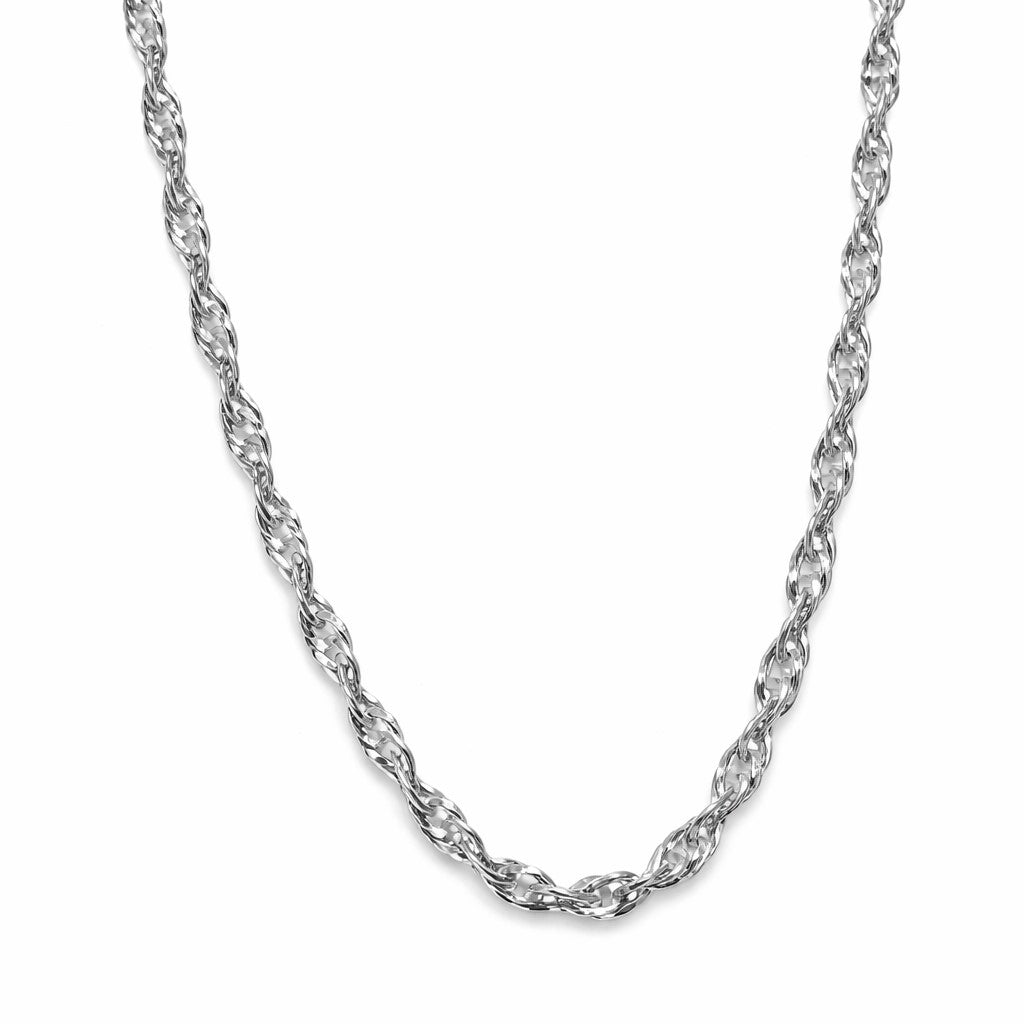 Rhodium Plated 1.6mm Singapore Link 16" Chain