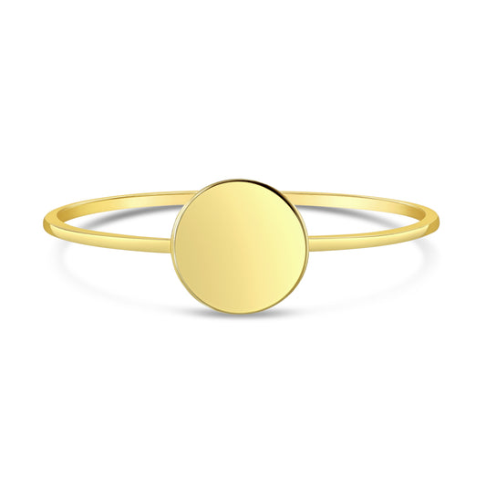 14K Gold Engravable Round Signet Ring