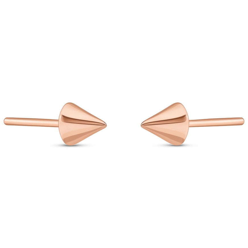 14K Rose Gold High Polish Spike Stud Earrings