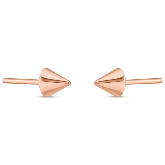 14K Rose Gold High Polish Spike Stud Earrings