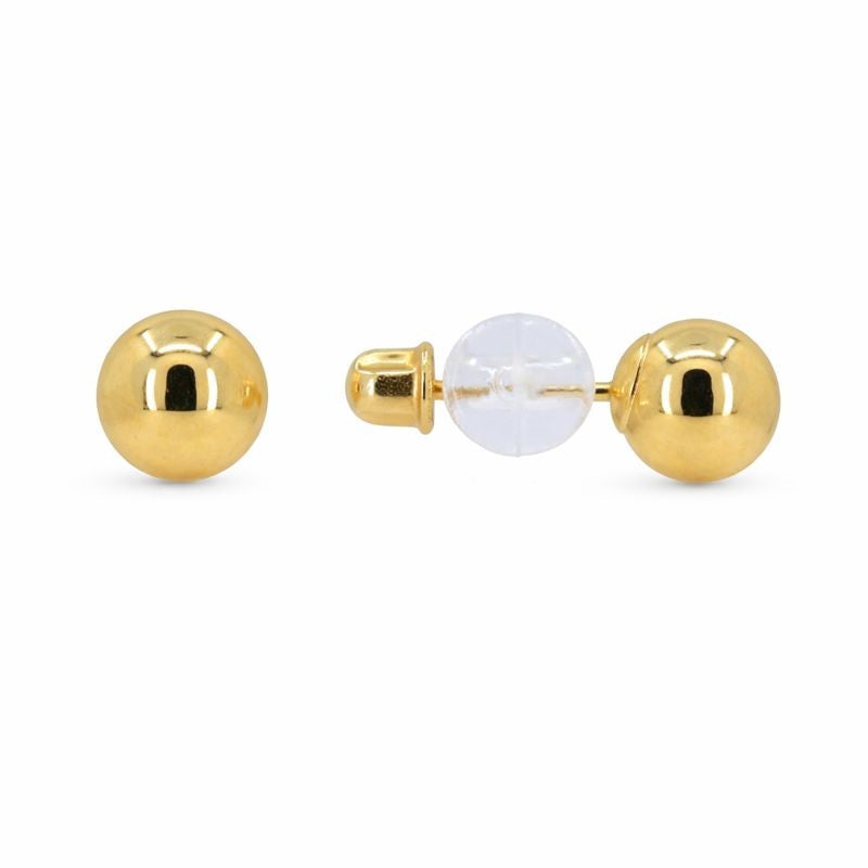 14K Yellow Gold Ball Stud Screw Back Earrings