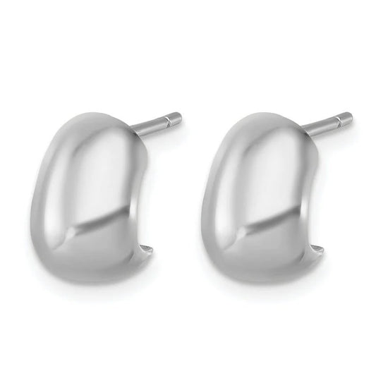 14K White Gold Vintage J-Hoop Stud Earrings