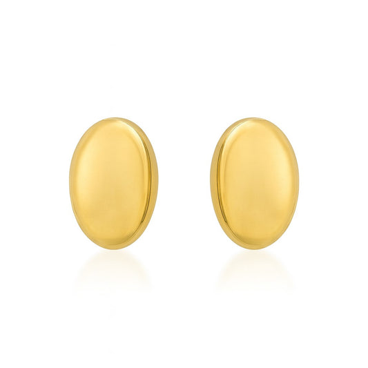 14K Yellow Gold Domed Oval Stud Earrings
